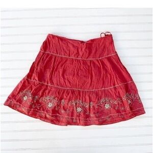 A-Line Mini Skirt with Embroidered Tiers